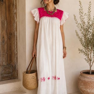 White Floral Embroidered Midi Dress - Etsy White Floral Embroidered Midi Dress - Etsy