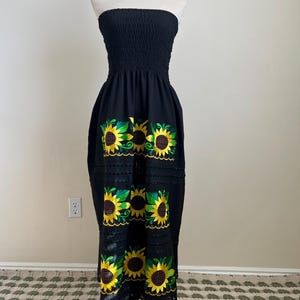 Artisanal Mexican Dress, Carla Dress, Strapless Long Dress, Embroidered Dress W/ Silk Thread