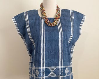 Handwoven Mexican Huipil Blouse Traditional Cintura Loom Top, Artisan Boho Clothing, Ethical Handmade Fashion