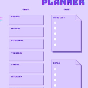 Purple Cyan Blue Pink Cyberpunk Weekly Planner