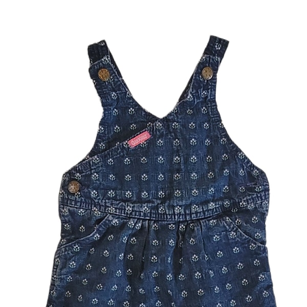 OshKosh b'Gosh Denim Floral Pattern Jumper Dress - Girl's Size 2T