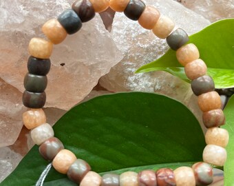 Green & Orange Agate Crystal Reiki Infused Healing Gemstone Bracelet