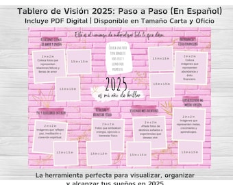 Tablero de Visión 2025 | Plantilla Digital PDF y PNG | Tamaño Carta y Oficio | Incluye Rueda de la Vida, Diario y Hojas de Seguimiento