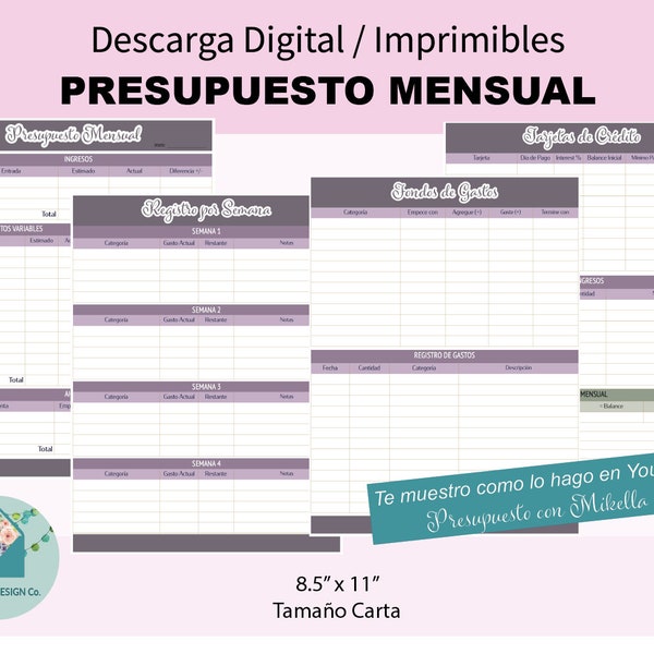 Budget Template in Spanish Etsy