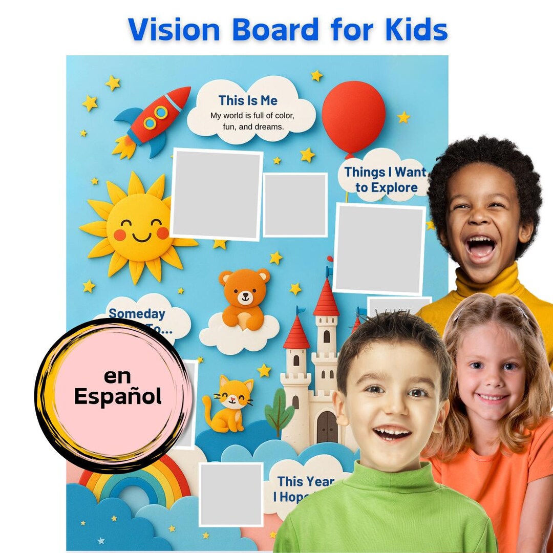 Kids Vision Board Printable | English & Spanish | Letter - Legal Sizes ...