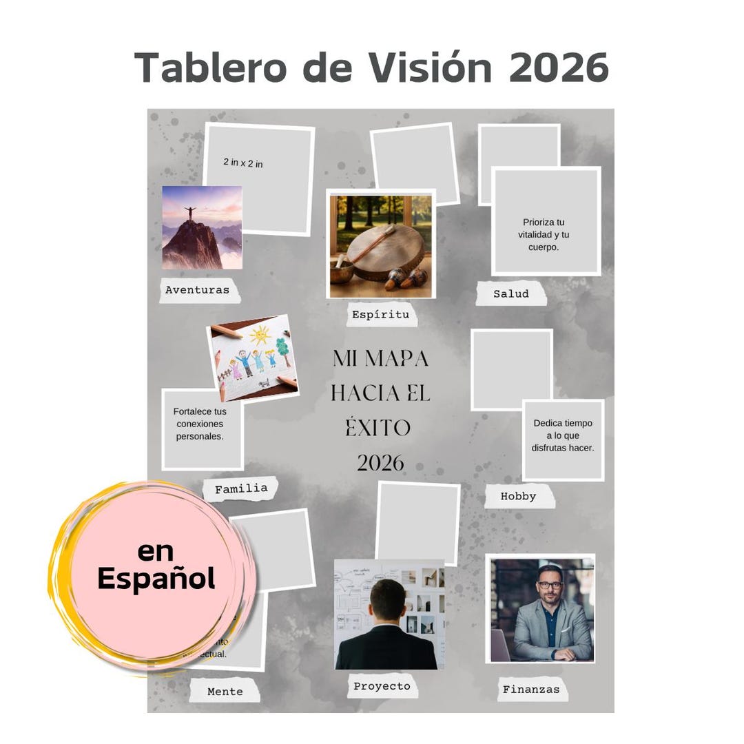 Vision Board Masculino 2026 – Plantilla De Metas + Mapa De Éxito En ...