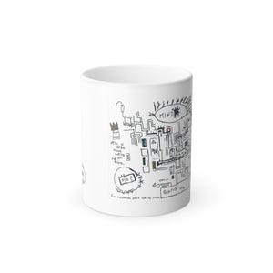 May include: White ceramic mug with a black and white hand-drawn illustration of a maze with the word "MIND" in a circle at the top. The text "for research only not to sale" is at the bottom of the mug.