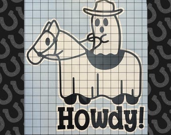 Ghost Cowboy Decal | Howdy Vinyl Sticker | Cowboy Car Decor | Horse Decal | Cute Bumper Sticker
