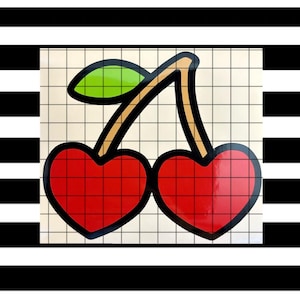 Heart Cherries Vinyl Decal | Cute Car Decor | Summer Themed Decor | Cherry Sticker