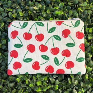 Cherry Hearts Zipper Bag | Cherry Coin Pouch | Cherry Gifts | Cherry Bag