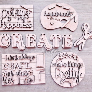 Craft tiered tray, Create tier tray, Wooden signs, Kitchen tier tray, Kitchen tiered tray, Unfinished wood signs, DIY, 3d signs, wood sign