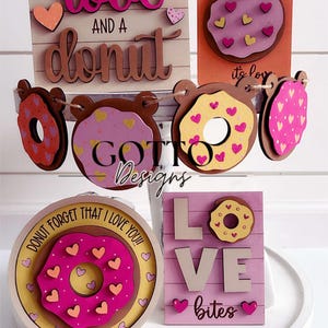 Vday tier tray, donuttier tray, tier tray decor, kitchen decor, 3d signs, paint party, DIY, gift, kitchen tiered tray, wood sign, food tier