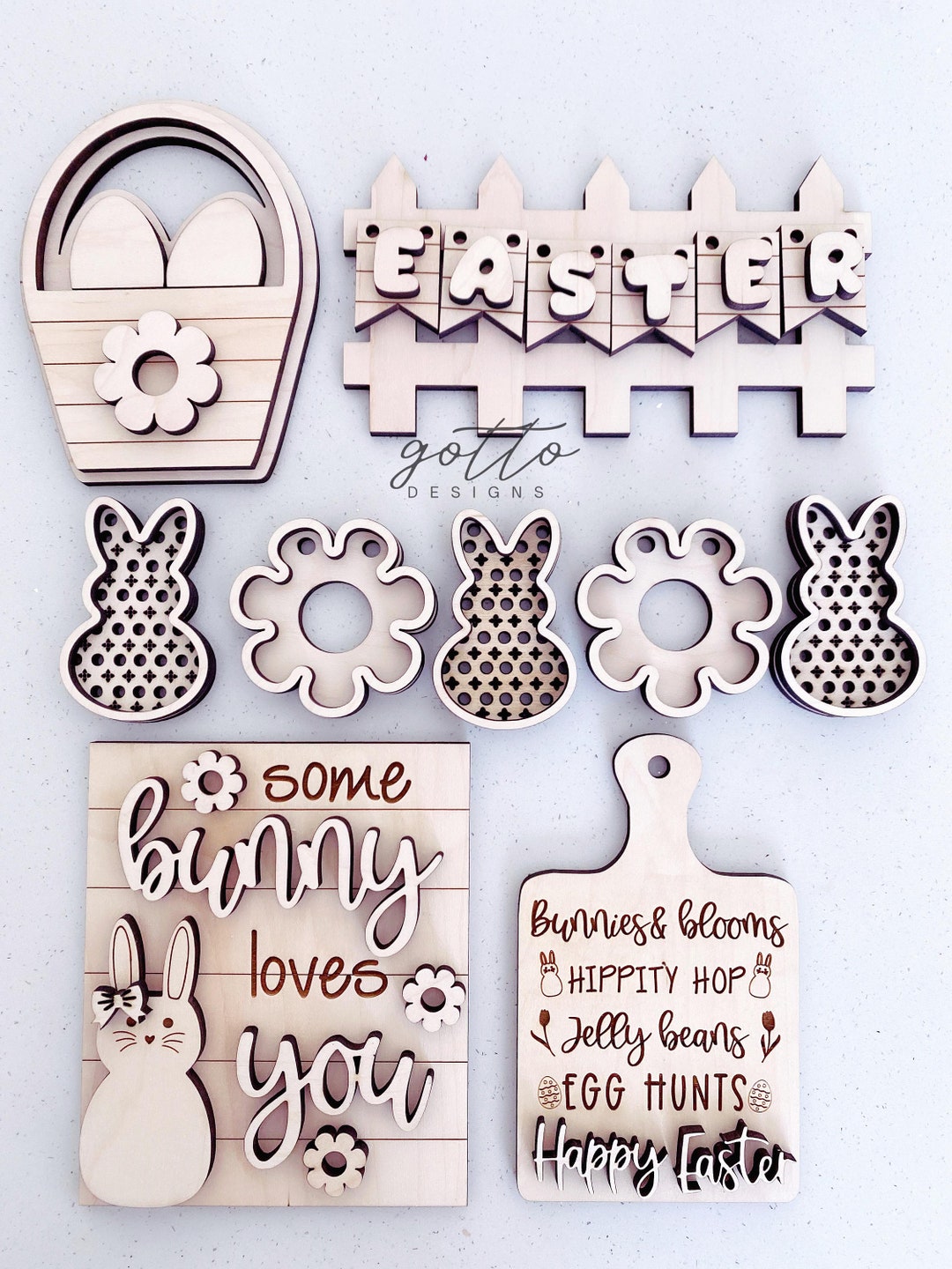 Easter Tiered Tray, Bunny Tier Tray, Wooden Signs, Kitchen Tier Tray, Kitchen Tiered Tray