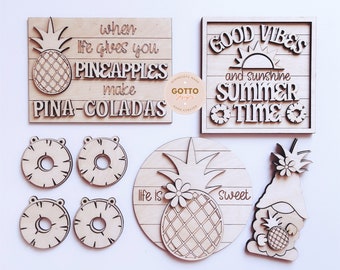 Pineapple tiered tray, pineapple tier tray, Wooden signs, Summer tier tray, Kitchen tiered tray, Unfinished wood signs, DIY, 3d signs, wood