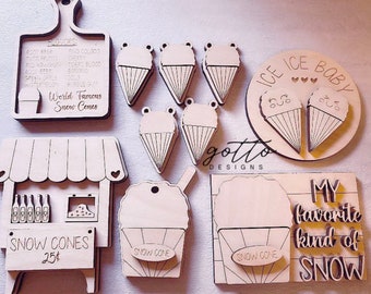 Snowcone tier tray, Sweet tier tray, Wooden signs, Summer tier tray, Kitchen tier tray, Unfinished wood sign, DIY, 3d sign, wood sign, sweet