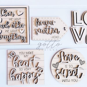 Valentine tiered tray, love tier tray, Wooden signs, Kitchen tier tray, Kitchen tiered tray, Unfinished wood signs, DIY, 3d signs, wood