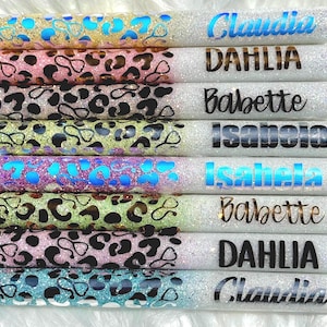 Personalized Nurse Glitter Gel Pens - Custom Nurse Leopard Print