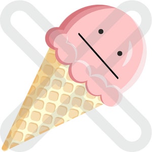 Puede incluir: Un cono de helado rosa con un cono de barquillo y una expresión facial simple y neutral.