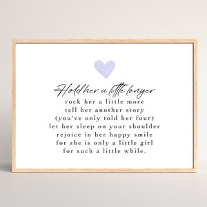 Hold her a little longer Purple Heart Horizontal Quote, Horizontal Baby Girl Nursery Wall Art, Boho Nursery Decor, Rainbow Purple Baby Art