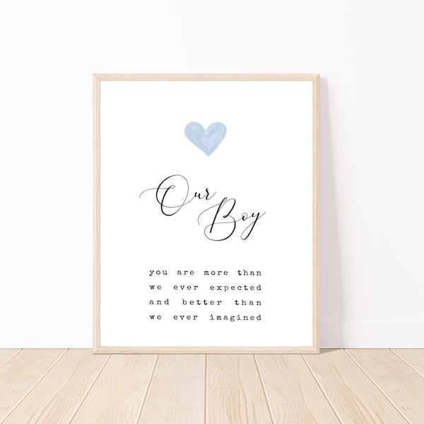 Our Boy, Baby Boy Quotes, Baby Boy Nursery, Nursery Wall Art, Boy Nursery Decor, Our Boy Nursery, Our Boy You Are More, Boy Nursery Quotes