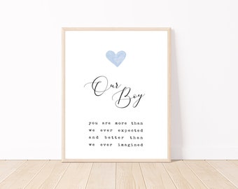 Notre garçon, citations pour bébé, chambre de bébé, oeuvre d'art murale pour chambre d'enfant, décoration de chambre d'enfant, chambre d'enfant notre garçon, tu es le plus cher, citations pour chambre d'enfant