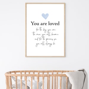 You are Loved for the Boy You Are quote, Boy Nursery Wall Art, Baby Boy Nursery Quote, Little Boy Quotes, Baby Boy Quotes, Boy Nursery Decor