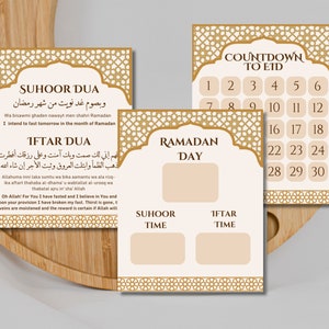 Ramdan Calendar, Ramadan Suhoor and Iftar Dua, Iftar Dua, Ramadan Kalendar, Ramadan Decoration Printables, Countdown to Eid, Ramadan Tracker