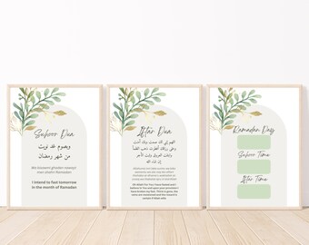 Ramdan Suhoor & Iftar Time Tracker, Ramadan Fasting Duas, Ramadan Suhoor Dua, Iftar Dua, Ramadan Calendar, Ramadan Day Tracker Printable