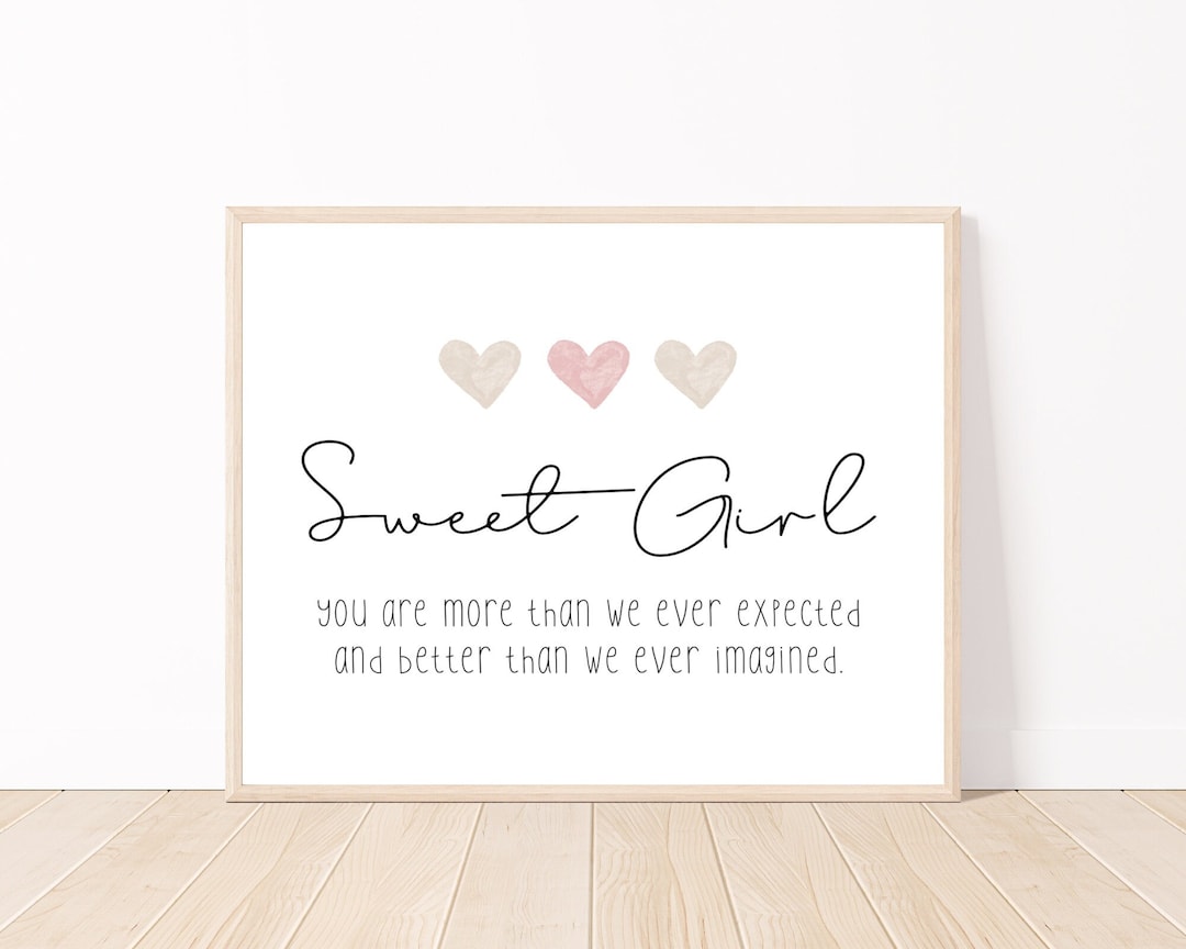 Horizontal Baby Girl Quotes, Baby Girl Nursery Wall Art, Baby Girl Poem