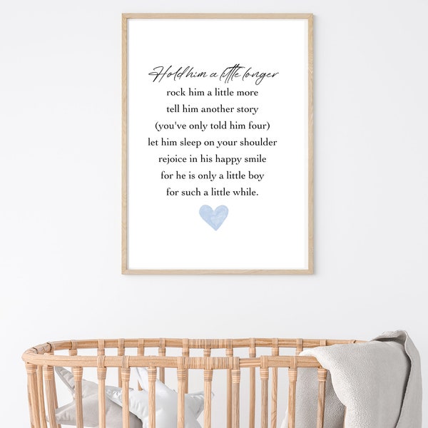 Hold Him A Little Longer, Baby Boy Nursery Decor, Baby Boy Nursery, Boy Nursery Wall Art, Blue Nursery Wall Art, Boy Nursery Prints, Art Boy