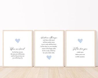Set of 3 Little Boy Quotes, You are Loved, Boy Nursery Decor, Boy Nursery Wall Art, Let me Love you, Nursery Decor Boy, Baby Boy Wall Art