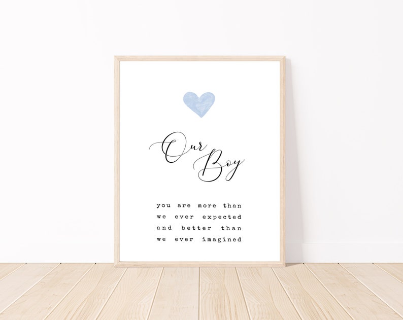 Our Boy, Baby Boy Quotes, Baby Boy Nursery, Nursery Wall Art, Boy Nursery Decor, Our Boy Nursery, Our Boy You Are More, Boy Nursery Quotes image 1