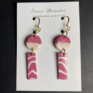 Pink Half-Moon Polymer Clay Earrings