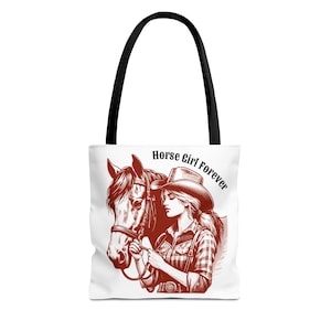 Pferd Mädchen für immer Tragetasche, Reitertasche, Geschenk für Pferdeliebhaber, stilvolle Carryall, Bauernhof Zubehör, Geschenk für Pferde-Enthusiasten