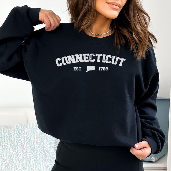 Connecticut Crewneck Sweatshirt, Hartford CT Shirt, College Football Merch, Tailgate Sweater, Campground Graphic Tee, Vintage Retro Gifts