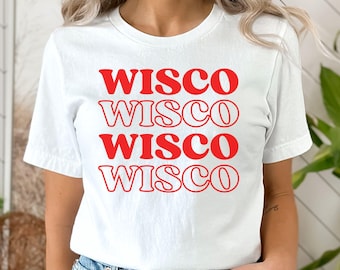 Wisconsin Shirt Vintage College T-Shirt UW Madison Crewneck College Football TShirt Badgers Wisco T Shirt Wisconsin Gift For Mom