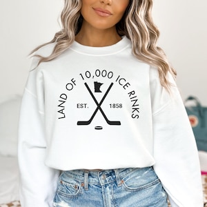 Minnesota Hockey Sweatshirt, Retro Minnesota Crewneck, Land of 10000 Lakes, Ice Hockey Mom Gift, Minnesota Game Day Apparel, Varsity Sweater