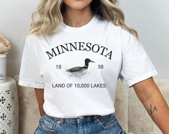 Minnesota State Shirt, Minnesota Loon T-Shirt, Minnesota Travel Gift, Vintage MN Tee, Land of 10,000 Lakes Tshirt, Minnesota Outdoors Lover