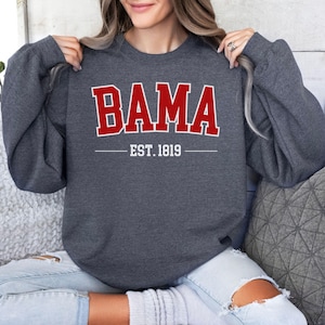 Bama Sweatshirt, Alabama Football Sweatshirt, Vintage College Apparel, Bama Game day Merch, Women Alabama Shirt, Alabama University Crewneck