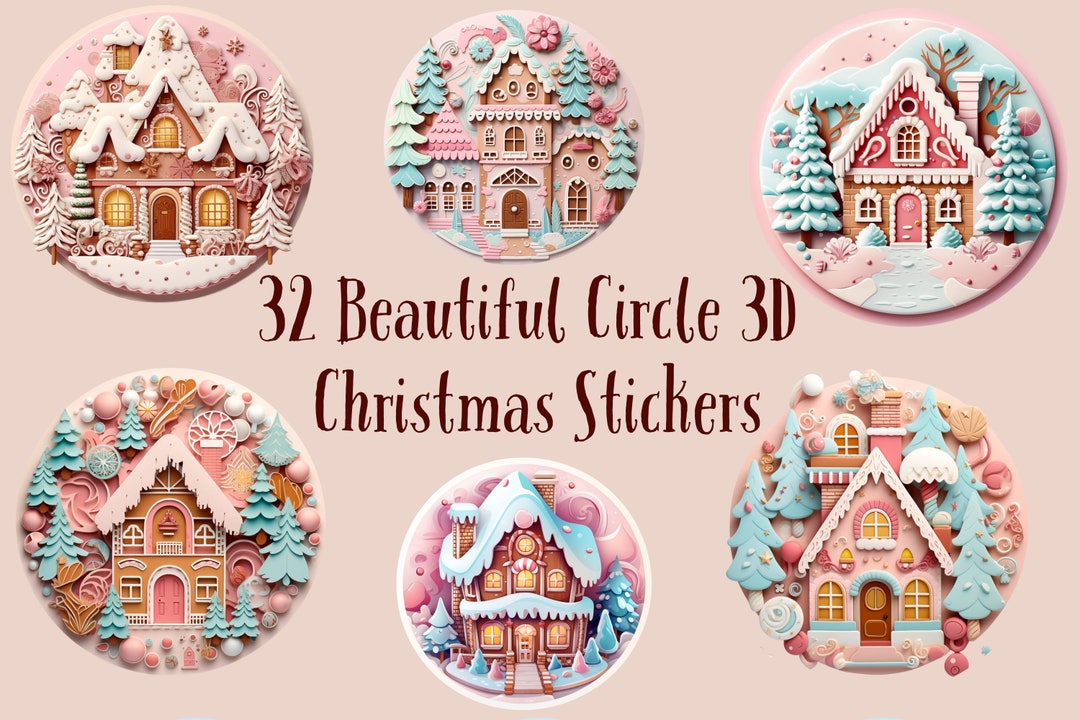 Gingerbread Sticker 32 Gingerbread 3D Sticker Collection Circle Sticker Designs 3D Digital ...