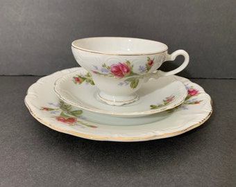 1950s Lipper & Mann Pompadour Rose Salad Plate, Footed Cup, Saucer *Sold Separately*