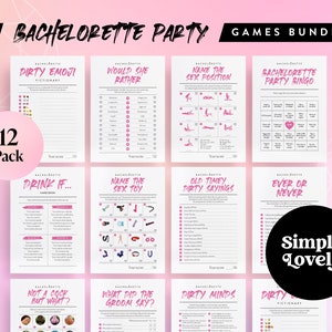 Bachelorette Party Twelve Pack | Bachelorette Bundle | Modern X Rated Bachelorette Games | Hen Do Quiz Games Pack | Adults only | Hen Party