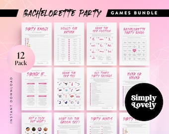 Bachelorette Party Twelve Pack | Bachelorette Bundle | Modern X Rated Bachelorette Games | Hen Do Quiz Games Pack | Adults only | Hen Party