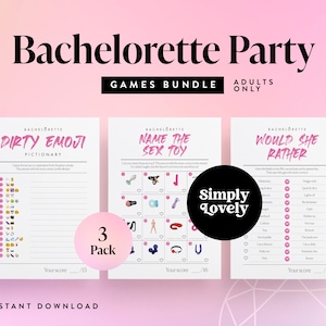 Bachelorette Party Three Pack | Bachelorette Bundle | Modern X Rated Bachelorette Games | Hen Do Quiz Games | Adults only | Hen Party Fun