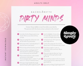 Vrijgezellenfeest Dirty Minds Spel | Dirty Minds-quiz | Moderne vrijgezellenfeest | Mooi ontwerp | Alleen voor volwassenen afdrukbaar | Vrijgezellenfeest activiteit