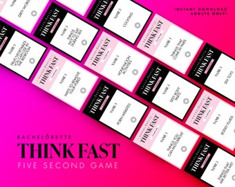 Bachelorette Party Think Fast Five Second Game | Dirty Think Fast Game | Modern Bachelorette | Adult only Hen Do printable | Hen Party Games