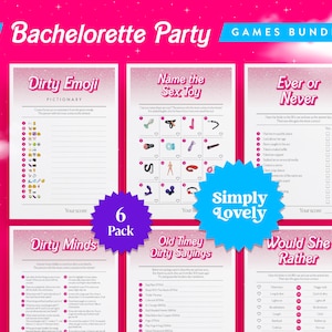 Bachelorette Party Six Pack | Bachelorette Bundle | Modern X Rated Bachelorette Games | Hen Do Quiz Games Pack | Adults only | Hen Party Fun