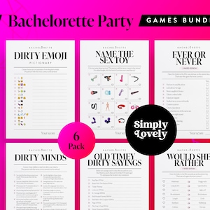 Bachelorette Party Six Pack | Bachelorette Bundle | Modern X Rated Bachelorette Games | Hen Do Quiz Games Pack | Adults only | Hen Party Fun
