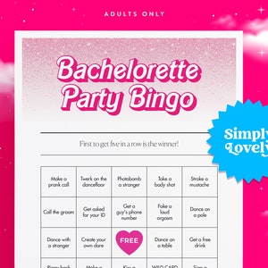 Bachelorette Party Bingo Game | Modern Bachelorette Party | Beautiful Design | Adult only Bachelorette printable | Hen Party Activity Fun