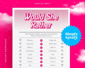 Junggesellinnenabschied Würde sie Lieber X Spiel | Moderne Bachelorette | Dirty Bride to be Spiel | Nur für Erwachsene druckbar | Junggesellinnenabschied Aktivität